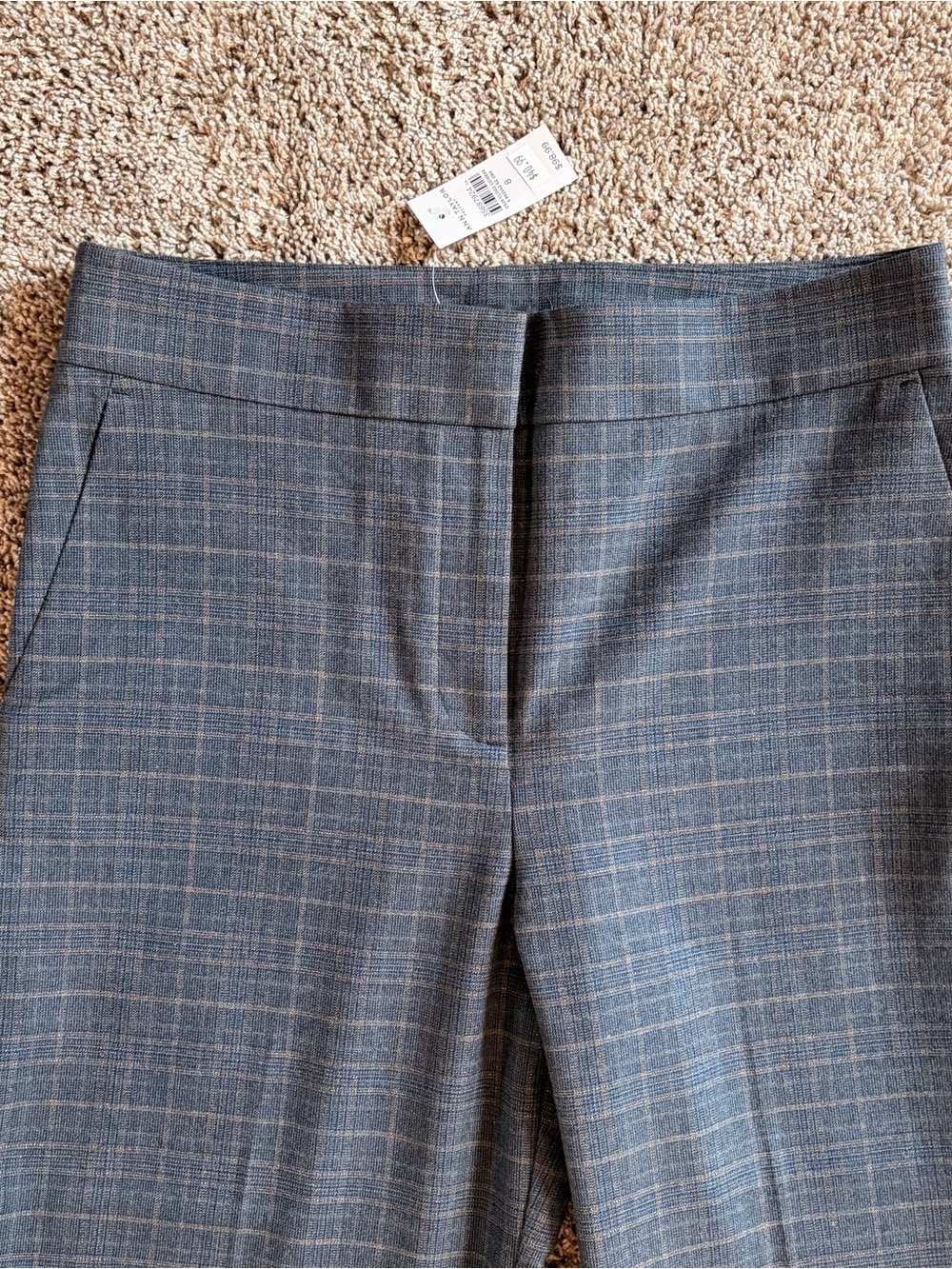 NWT Ann Taylor Dark Blue Plaid Dress Pants, Cropped, Size 8 - Picture 2 of 8